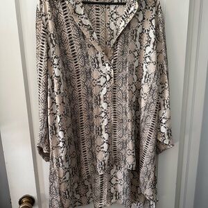 Fred David Snake Print Blouse - Black and Cream